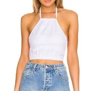 Faithfull the Brand White Halter Crop Top